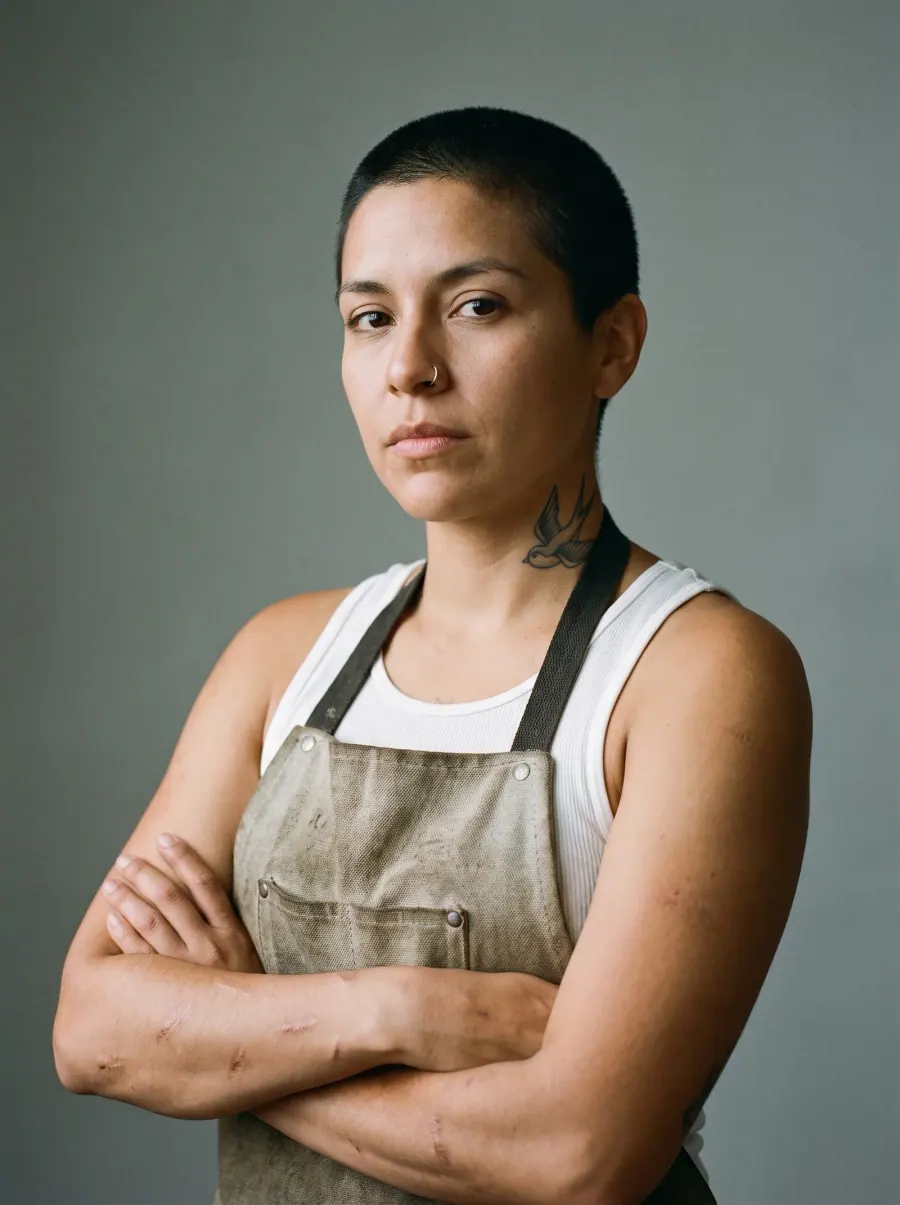 Character reference portrait: Fabricator, 30s